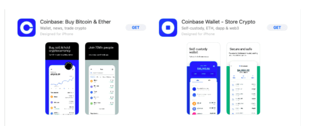 Coinbase and Coinbase wallet app