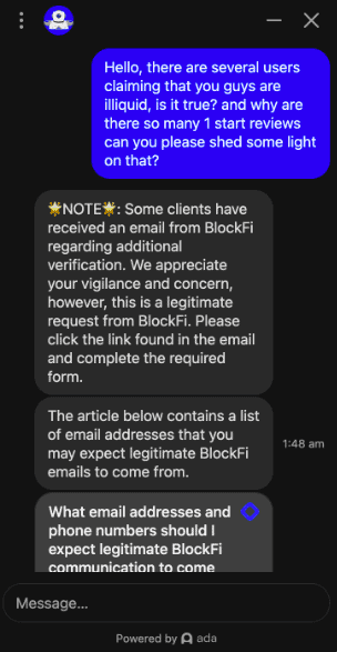 BlockFi Automated Replies