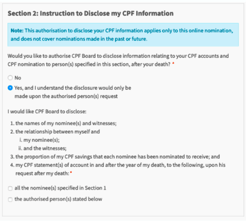 CPF Nomination step 3