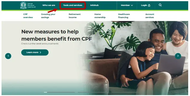 how to top up CPF SA step 1