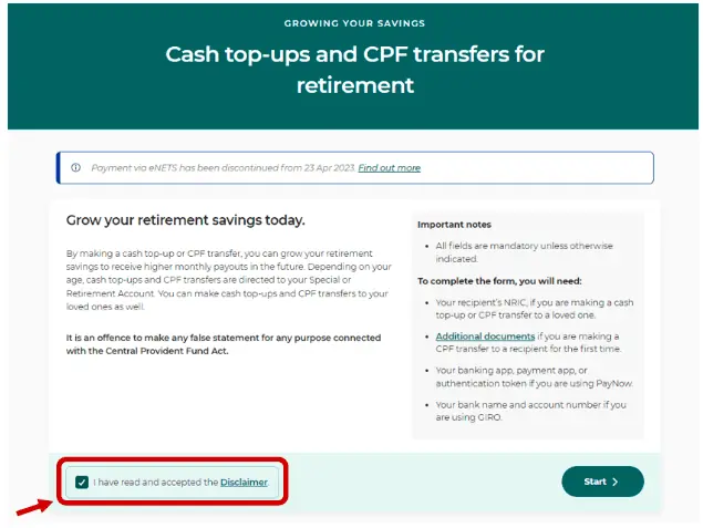 how to top up CPF SA step 4